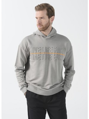 Fabrika Sports Kapüşon Yaka Düz Gri Erkek Sweatshirt Ose