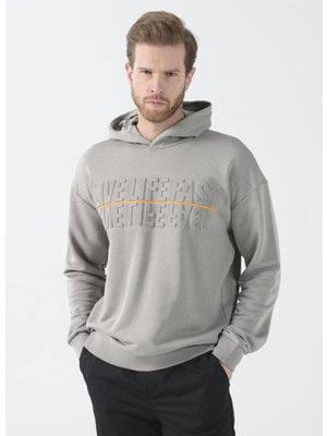 Fabrika Sports Kapüşon Yaka Düz Gri Erkek Sweatshirt Ose