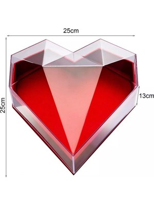 Burdan Eve Hediye Kutusu Boş Kırmızı Kalpli Hediye Kutusu Hediyelik Kutu Mika Kapaklı Kutu