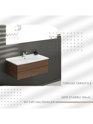 Cerastyle Turkuaz Arte Etajerli Lavabo 100 x 45  cm