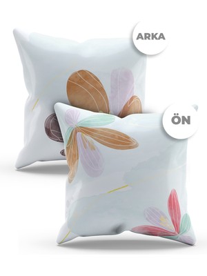 Moud's Çift Tarafı Baskılı Pastel Flower-2 Desenli 4'lü Kombin Süet Kırlent Kılıfı