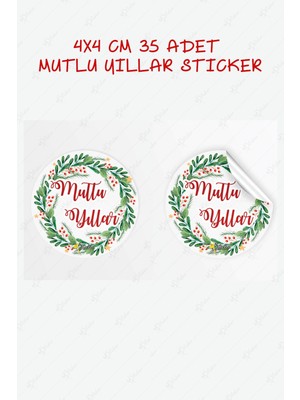 Msticker Mutlı Yıllar Sticker 4x4 cm 35 Adet - Suya Dayanıklı Yeni Yıl Yılbaşı Sticker