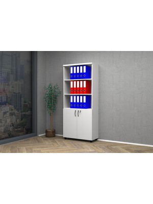 Vena Yarım Kapak Dolap 80x35x185 Beyaz