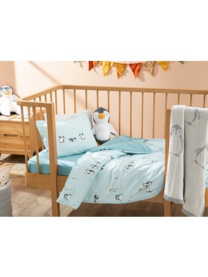 English Home Little Penguin Pamuklu Bebe Nevresım Takımı 100 x 150 cm Mint