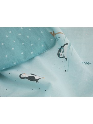 English Home Little Penguin Pamuklu Bebe Nevresım Takımı 100 x 150 cm Mint