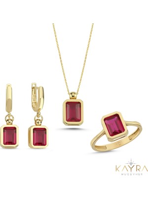 Kayra Mücevher Lal Taşlı Altın Takım TKM09