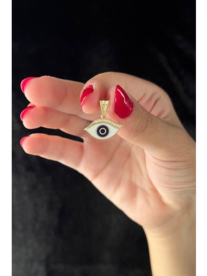 Fiyonk Kuyumculuk 14 Ayar Altın Taş Detaylı Lacivert Gözlü Kolye Ucu