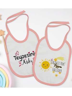 Bk Kids Teyze Tasarımlı 2’li Pembe Mama Önlüğü-4