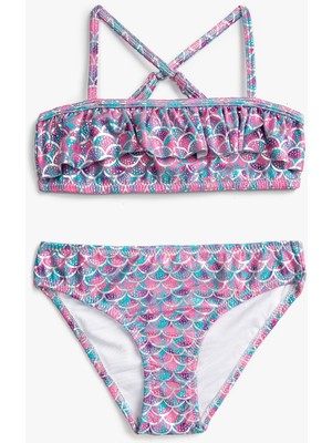 Koton Parlak Askılı Fırfırlı Bikini Takımı