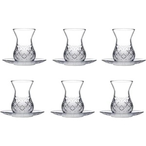 Timeless Kesme Kristal Çay Bardağı Seti Takımı - 12 Parça Çay Seti 96992