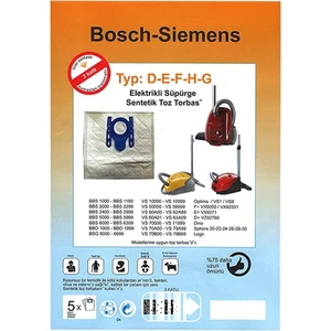 - Siemens Uyumlu Type: D-E-F-H-G Süpürge Torbası 5 Adet