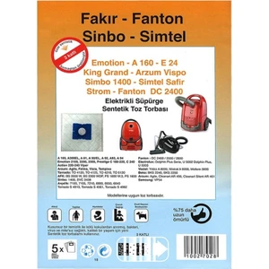 Fantom Sinbo Simtel Uyumlu Süpürge Torbası 5 Adet