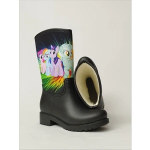 Sea & Blue Shoes My Little Ponny Baskılı Siyah Su Geçirmeyen Kız Çocuk Yağmur Çizmesi