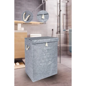 Pazar Kapısı Keçe Kapaklı Çok Amaçlı Mega Kutu Gri 55X41X30 cm