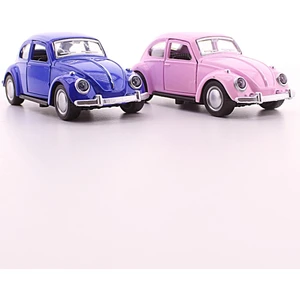 Deco Elit 2 Adet Lacivert Pembe Metal Vosvos Araba Dıe Cast Büyük Boy 12CM