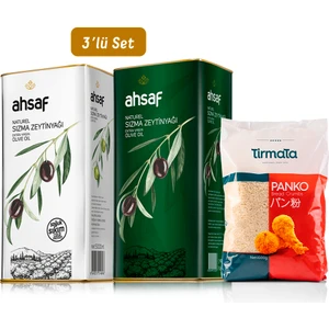 Natürel Sızma Zeytinyağı 5 lt + Soğuk Sıkım Zeytinyağı 5 lt + Panko Ekmek Kırıntısı 1 kg