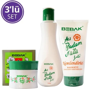 Acı Badem Cilt Bakım Seti 3'lü Nemlendirici Set Tüm Cilt Tipleri için 215 ml, 70 ml, 175 ml