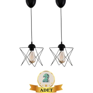 Aydın Homelight 2 Adet Metal Tekli Siyah Sarkıt Avize