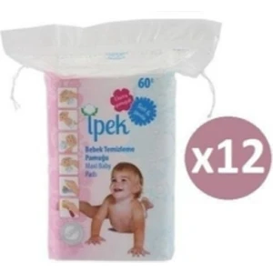 Ipek Maxi Bebek Temizleme Pamuğu 60'lı x 12 Paket