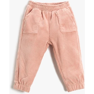 Basic Fitilli Kadife Jogger Pantolon Cepli