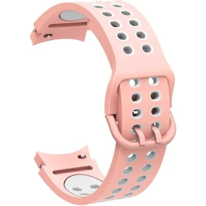 Casestreet Samsung Galaxy Watch 5 44MM Kordon Delikli Çift Renk Silikon Pembe