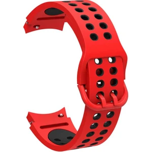 Case Street Casestreet Samsung Galaxy Watch 5 44MM Kordon Delikli Çift Renk Silikon Kırmızı