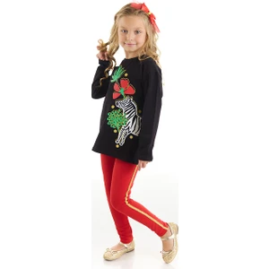 MSHB&G Çiçekli Zebra Kız Çocuk T-Shirt Tayt Takım