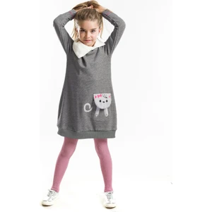 MSHB&G Şal Yaka Kedi Cepli Kız Çocuk Elbise