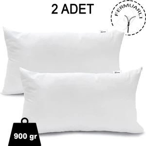 Vionel Home 2 Adet Fermuarlı Antialerjik Yastık, Boncuk Silikon, Pamuklu Kılıf, 900GR