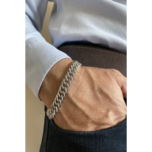 The Steel Unisex Paslanmaz Kalın Küba Gümüş Çelik Bileklik