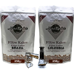 Nuri Toplar Filtre Kahveleri Brazil ve Colombia Yöresel Paket 2X250 gr