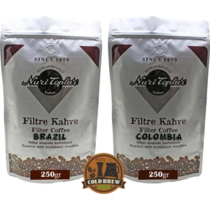 Nuri Toplar Filtre Kahveleri Brazil ve Colombia Yöresel Paket 2X250 gr