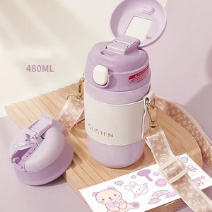 480 ml Karikatür Paslanmaz Çelik Yalıtım Bardak Askısı Çift Içme Vakum Su Bardağı Kendi Başına Yap Çıkartma Taşınabilir (Yurt Dışından)