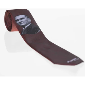 Atatürk ve Imza Desenli Dokuma Bordo Kravat - Ak-26