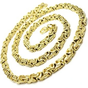 The Steel Erkek Altın Renk Çelik Kalın 6 mm Kral Zincir