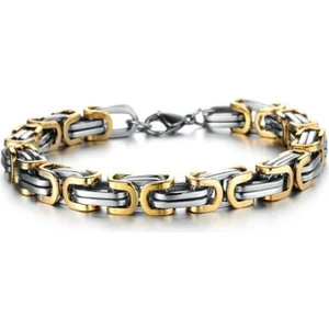 The Steel Erkek Altın-Gümüş Çelik Kalın Kral Model Bileklik