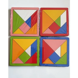 10X Renkli Ahşap Tangram Oyunu Çocuk Aktivite Oyunu 10 Adet