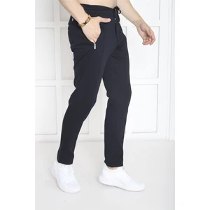 Erkek Spor Lacivert Kemer Detaylı , Çift Arka Cepli ,Çift Ön Cepli Fermuarlı Slimfit Eşofman Altı - B1216