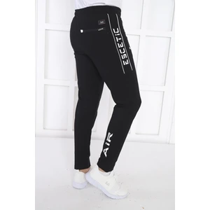 Erkek Spor Siyah Eşofman Altı, Süper İki İplik, 4 Mevsim, Slimfit Kalıp - 1905