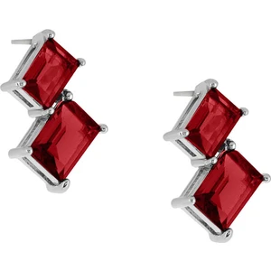 Merano Design 8mm Kırmızı Dikdörtgen Küpe