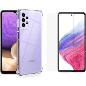 Samsung Galaxy A53 5g ile Uyumlu Şeffaf Köşeleri Korumalı Kılıf ve Temperli Cam Ekran Koruyucu