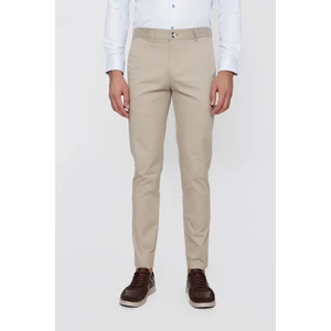 Erkek Bej Summer Armür Pamuk Yan Cep Slim Fit Dar Kesim Pantolon
