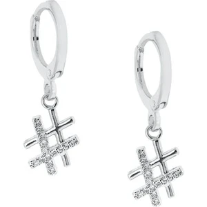 Merano Design Hashtag Rhodium Küpe