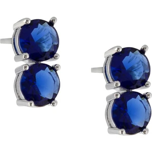Merano Design 6mm Lacivert Çift Taşlı Küpe