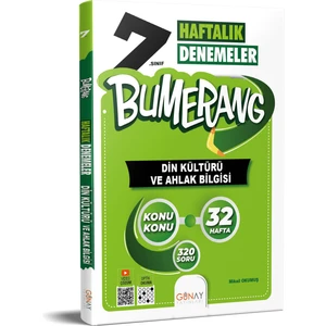 Günay Yayınları Bumerang Haftalık Denemeler 7. Sınıf Din Kültürü ve Ahlak Bilgisi (2022-2023)