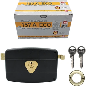 Kale 157A Silindirli Tirajlı Demir Kapı Kilidi-Siyah-Eco (14MM-52MM)