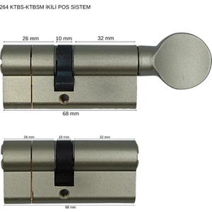 264 Tuzaklı Sistem-KTBS-KTBSM-Silindirler-İkili Pos Sistem -BLİSTERLİ-Nikel ( 68mm-26+10+32 )