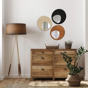 Wooden Factory Elips Design 3 Parçalı Aynalı Duvar Dekorasyonu, Farklı Renk Seçenekleriyle, Zamansız Tasarımlar