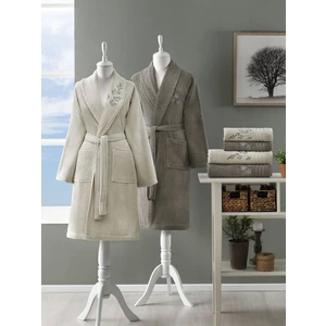 Soft Leaf Bornoz Seti Bej-Kahve