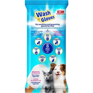 Bio Pet Active Wash Gloves Kuru Yıkama Bakım Eldiveni ( 8 Adet )